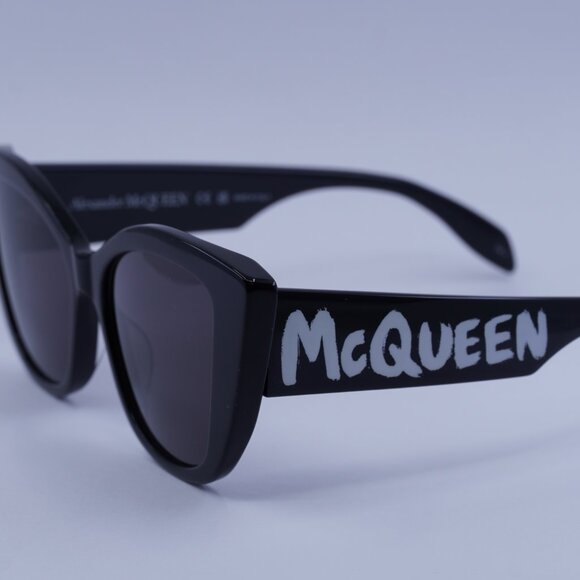 Alexander McQueen AM0347S 001 Sunglasses Black Cat Eye Frame, Grey Lenses - Picture 2 of 10
